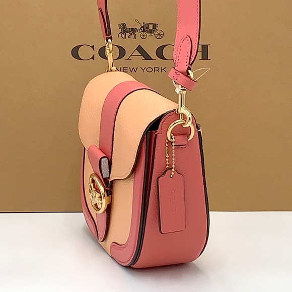 COACH Georgie Saddle Bag In Colorblock COLOR:
Gold/Faded Blush/Taffy - Picture 6 of 16